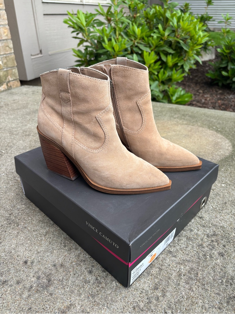 Vince Camuto Gredile Tan (Tortilla) Suede Western Ankle Boots